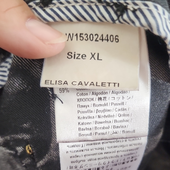 Elisa Cavelliti Distressted Black and Gray Pencil Denim Skirt Size XL - Picture 6 of 9